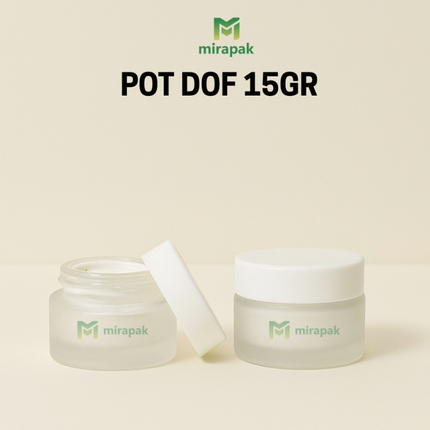 POT 15GR DOFF FROSTED - TUTUP PUTIH - JAR KRIM WADAH CREAM  DOF MATE SKINCARE KOSMETIK - PD15 CPW15