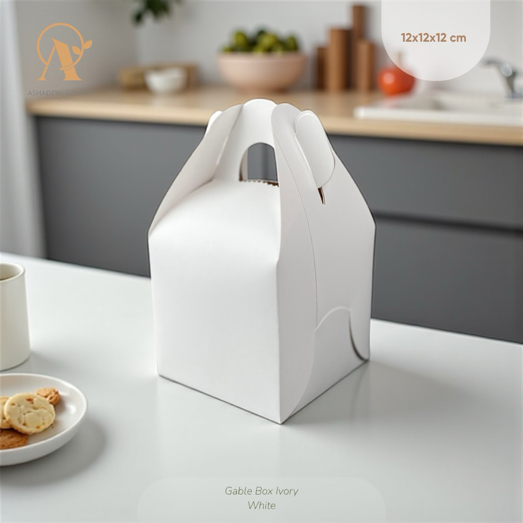 

Ashadewi Gayatri - Gable Box Ivory White : 12x12x12 cm / snack box / hampers box/ box toples kue