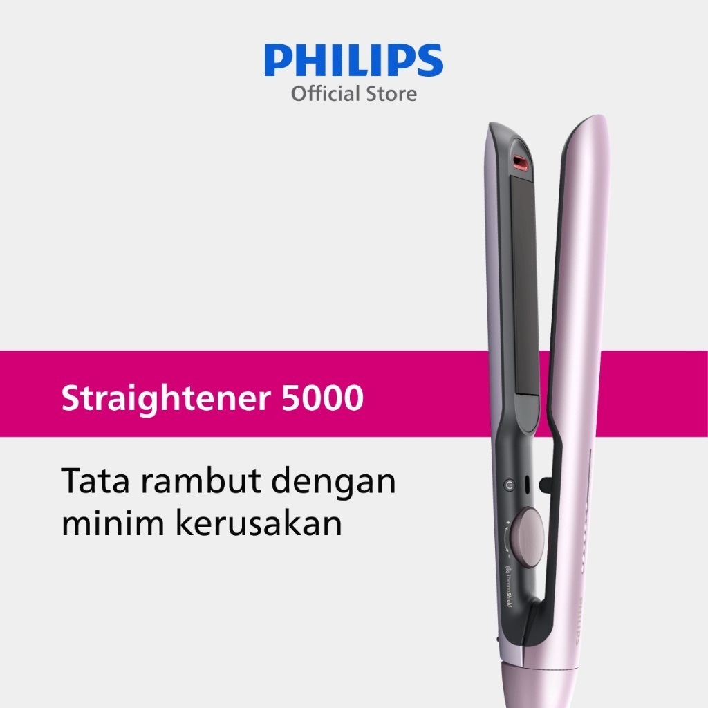 Philips | Straightener 5000 | Catokan Rambut | Rambut Lurus dengan Perlidungan ThermoShield Teknolog