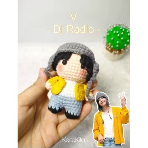 Amigurumi Keychain V BTS dj Radio / Gantungan kunci Taehyung V BTS / Keychain Taehyung V BTS / Gantu