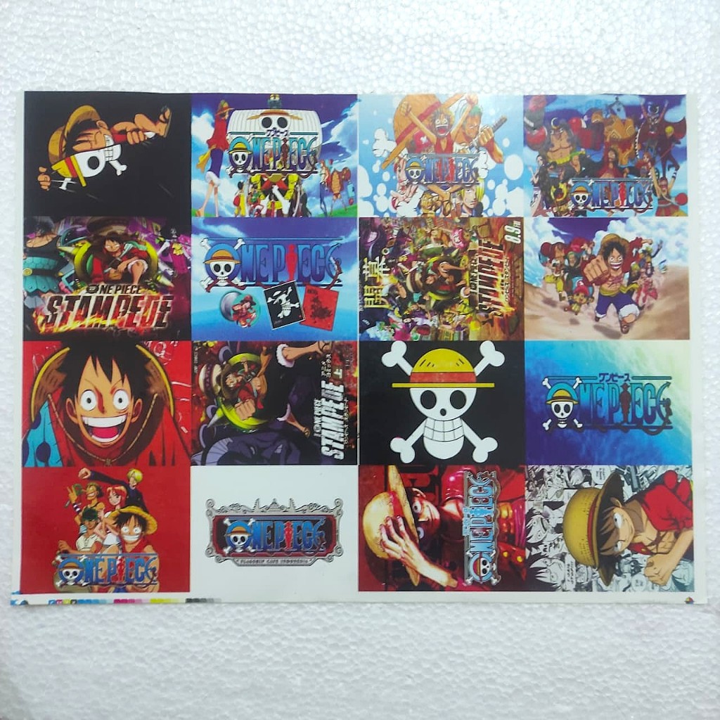 

stiker one piece 1 lembar isi 16 / sticker tempel OnePiece stiker HP MOBIL MOTOR HELM