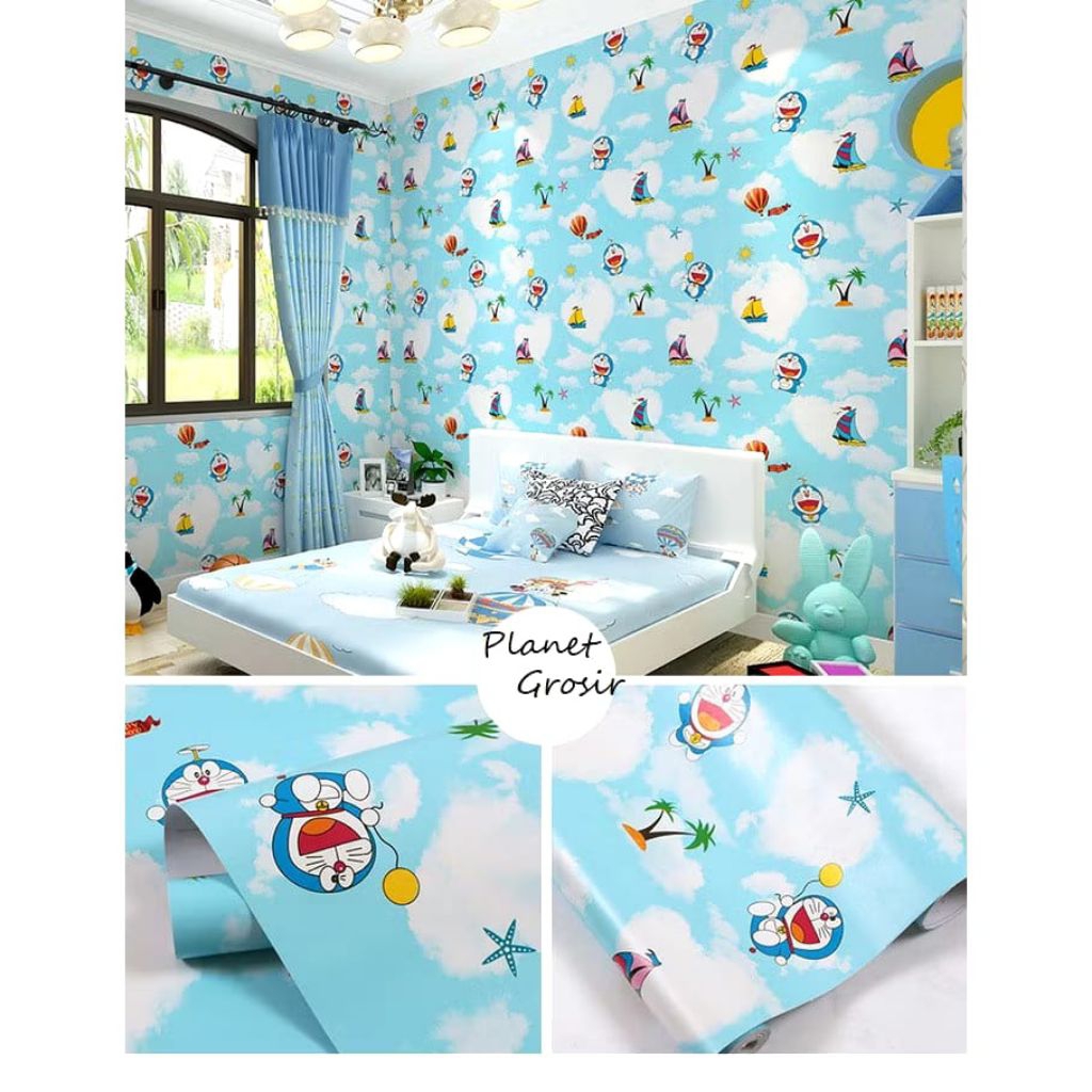 Wallpaper Dinding Kamar Anak Aesthetic Wallpaper Dinding Motif Doraemon Wallpaper Dinding Karakter A