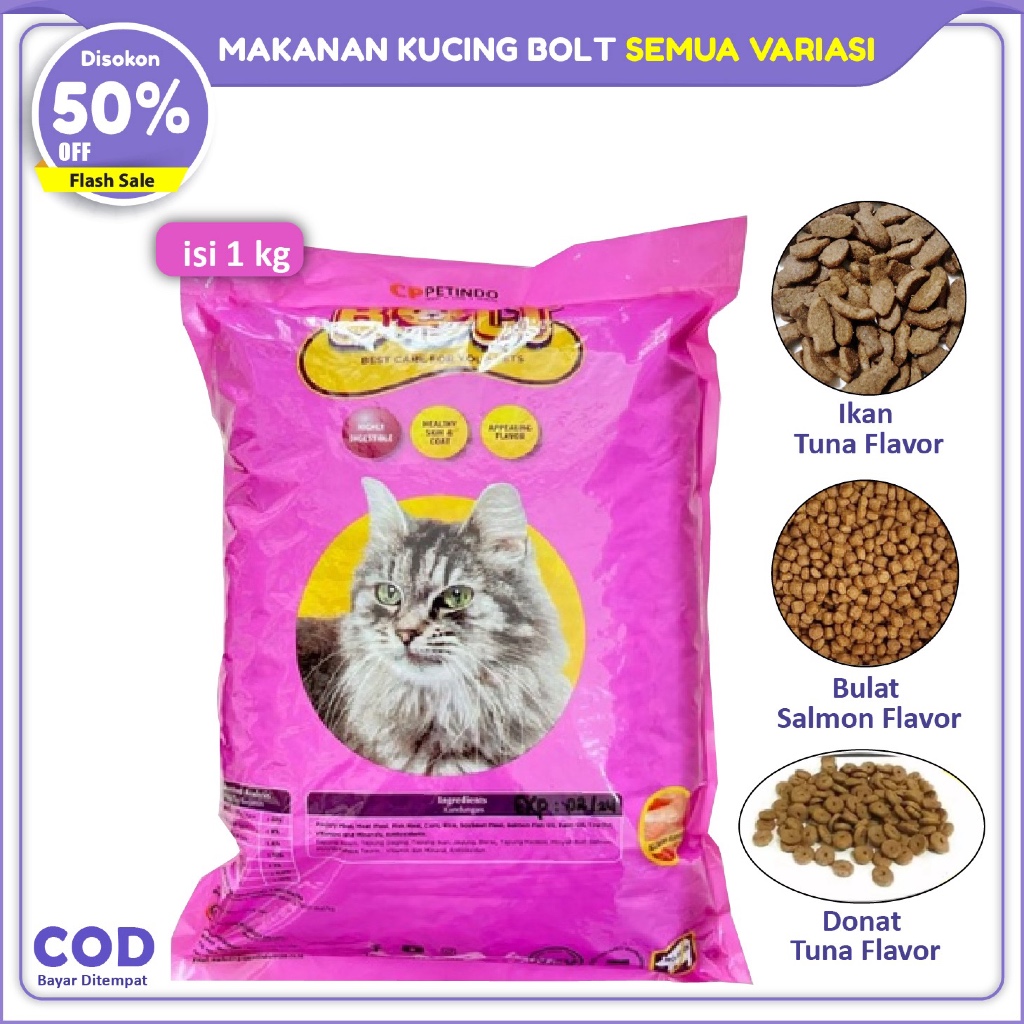 BOLT SALMON KEMASAN 800gr  BOLT KUCING SALMON BULAT 800gr