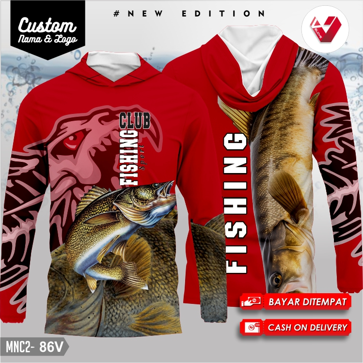 Baju Jersey Mancing / Kaos Fishing / Baju Fishing Mania / Mancing Club FullPrint GRATIS NAMA & LOGO.
