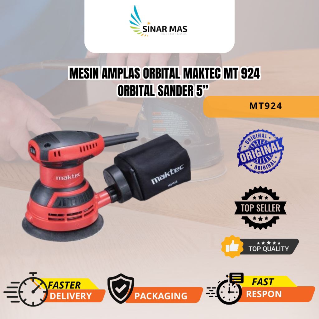 Mesin Amplas Orbital MAKTEC MT 924 MT924 Orbital Sander 5”