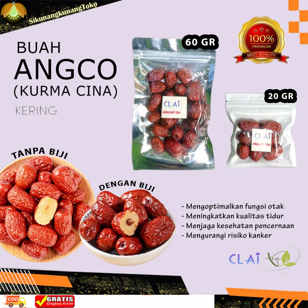 

(skn) Jujube Angco - Hong Zao (红枣) - Buah Ziziphus jujuba Kurma China merah dengan / tanpa biji ang co cina hung cao