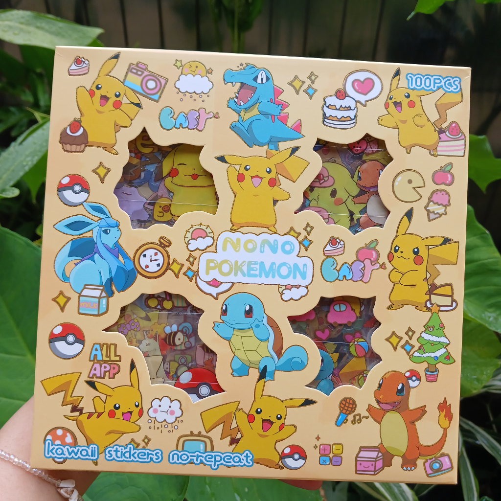 

POKEMON stiker anak 100pcs box | sticker lucu kartun gemas hadiah kreatif edukasi - latteus