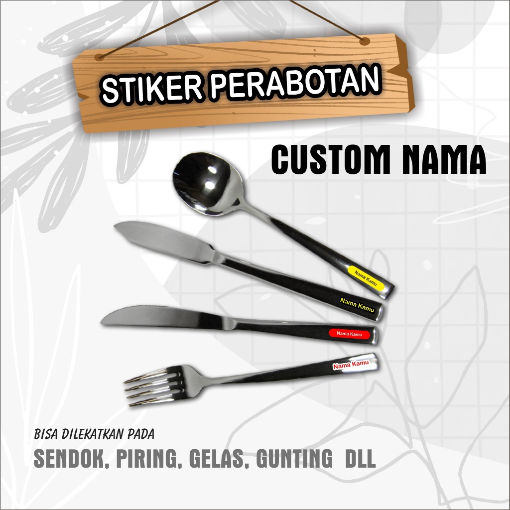 

Sticker Sendok Piring Mug Gelas Mangkuk Botol Gunting Waterproof DTF UV Stiker Perabotan Dapur