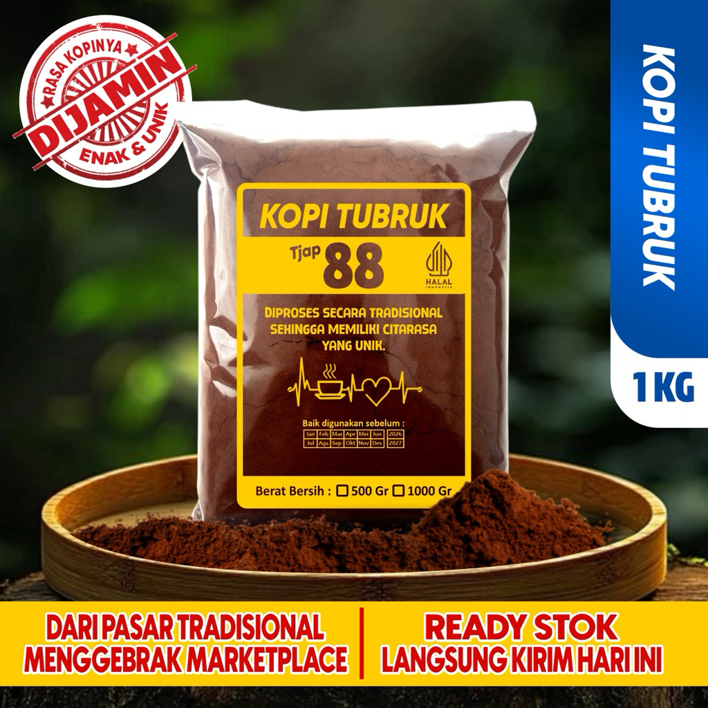 

PROMO!!! Kopi bubuk tubruk asli dan fresh 1kg | Tjap88kopi | Black coffee