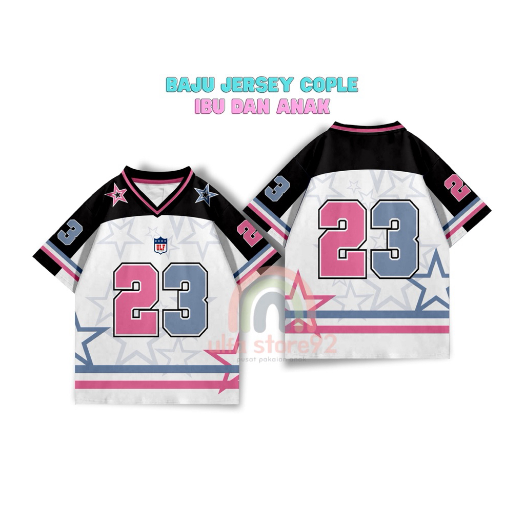 HOT SALE Baju Jersey Vintage Cople Ibu Dan Anak Perempuan Bahan Dryfit Sublim Series Number 23