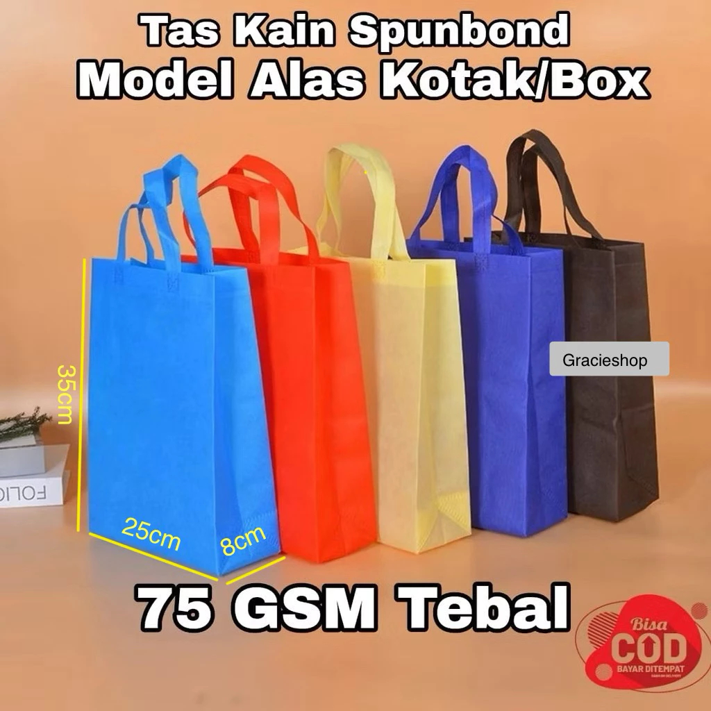 

Tas Spunbond 25x35x8cm / Goodie Bag / Tas Jinjing / Tote Bag / Tas Handle Lipat Samping / Tas HLS