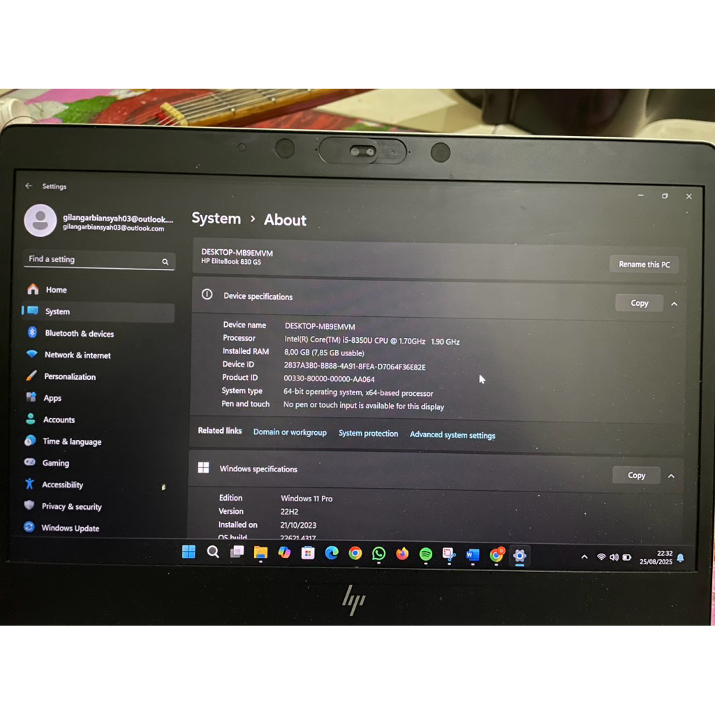 Laptop HP Elitbook I5 Gen8