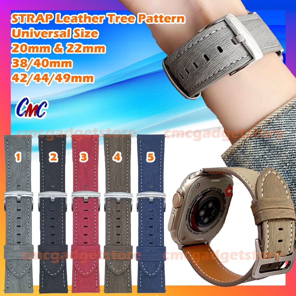 Strap Smartwatch TREE PATTERN CormiC Tali Jam Tangan Kulit Leather 22mm 20mm 18mm 24mm 26mm Universa