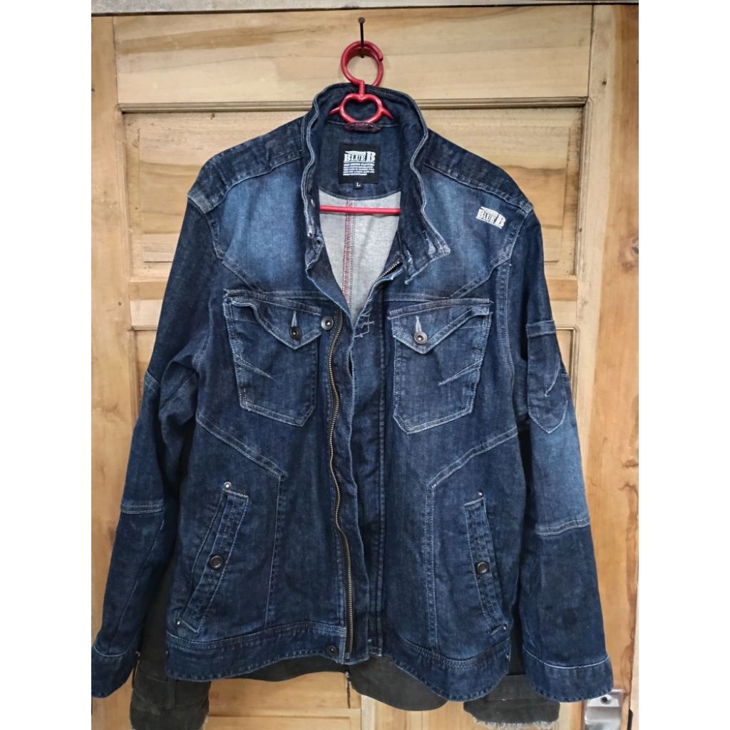 work jacket/jacket motoran denim BlueB japan