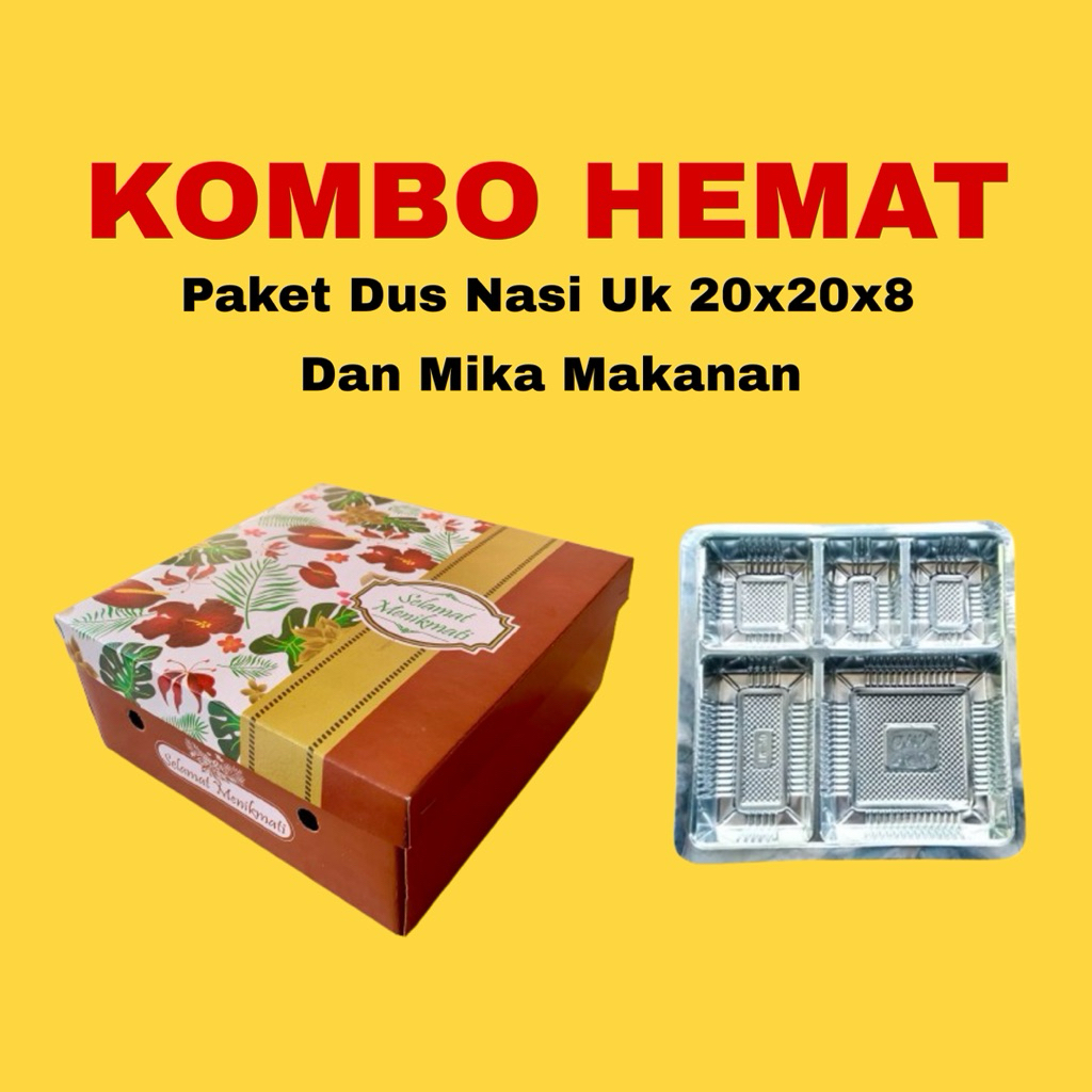 

50/100 Pcs Dus Nasi dan Mika Sekat 5 || Kardus Nasi uk 20x20 ||