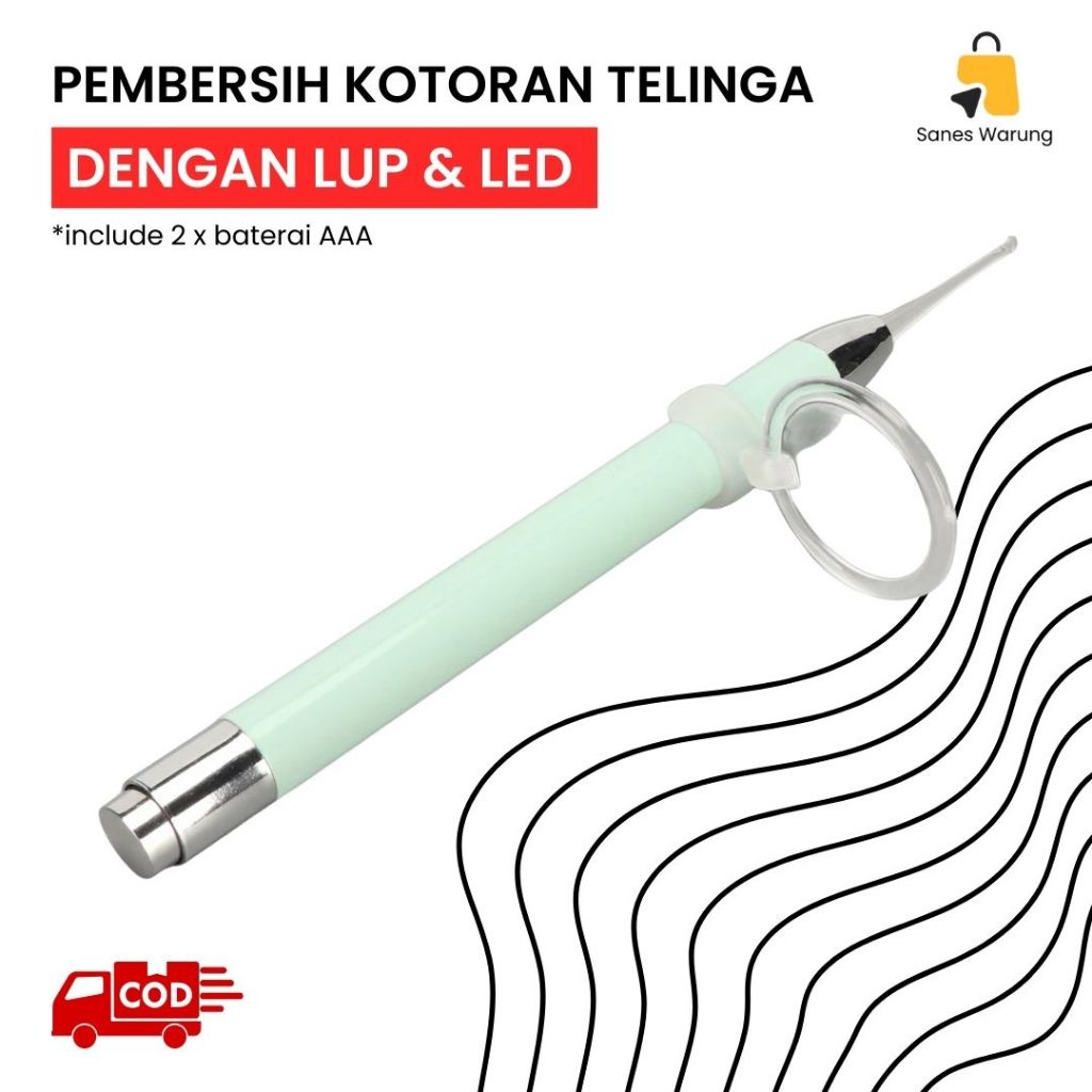 [Include Baterai] Alat Pembersih Telinga Korek Kuping dengan Lampu LED dan Kaca Pembesar Lup