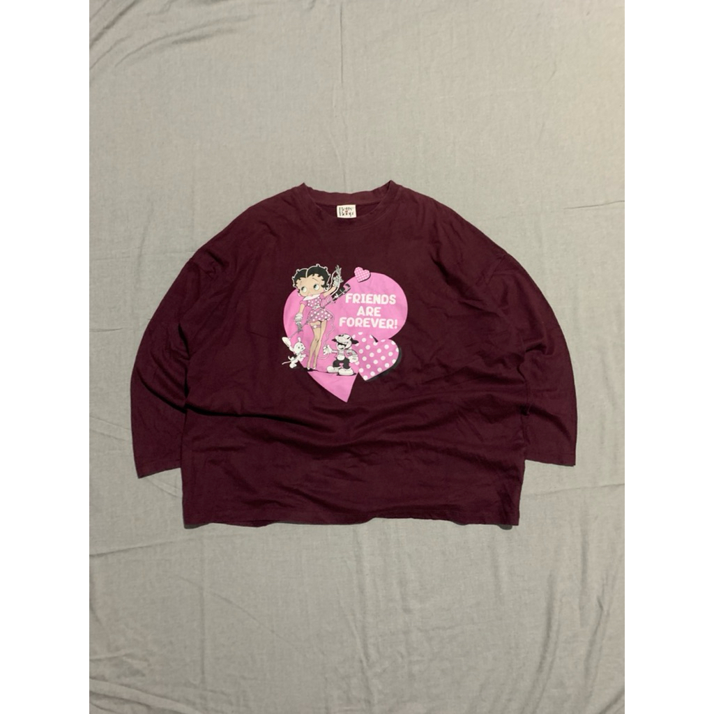 Long Sleeve Boxy Betty Boop Vintage Maroon Original Woman