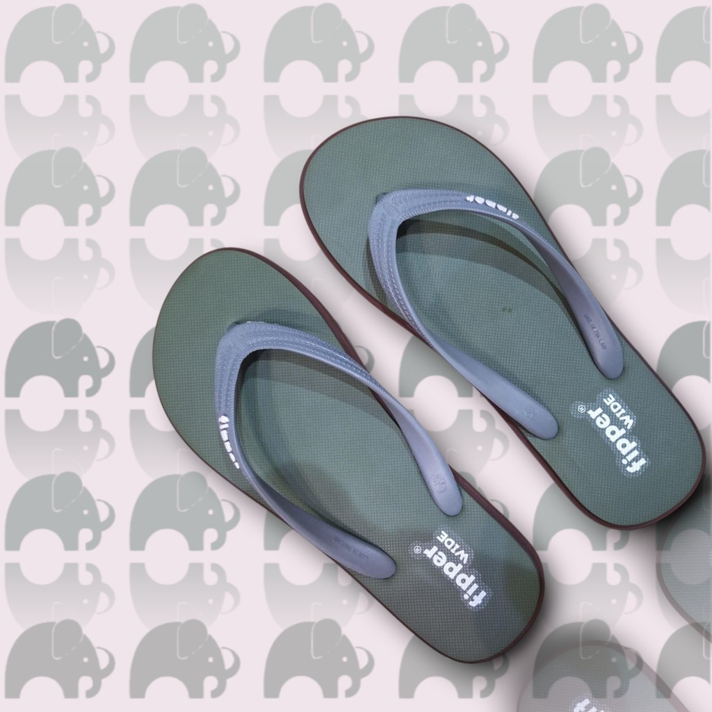 FIPPER WIDE GREEN ARMY / BROWN HAVANA / GREY - sandal japit pria/wanita