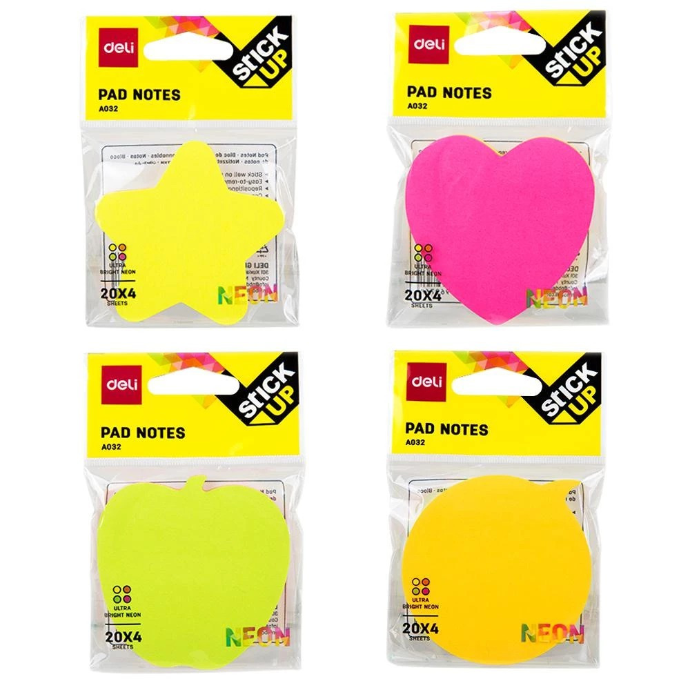 

DELI - MEMO NEON BINTANG / HANGER HATI / STICKY NOTES 4 WARNA ISI 20 LEMBAR A03202