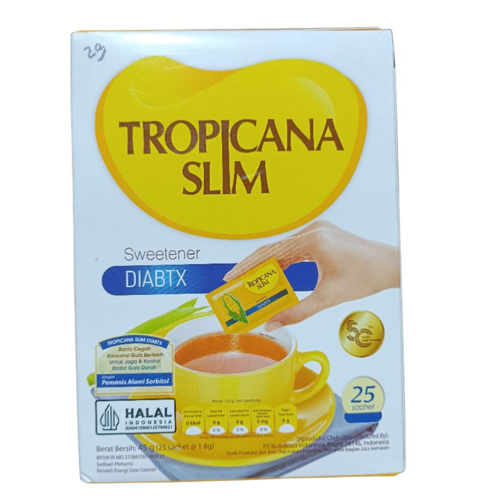 

Pemanis Tropicana Slim Diabtx Gula Jagung Sweetener Diabetes 25 Sachet Total 45gr