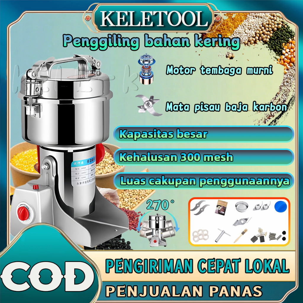 Kapasitas Besar Penggiling Tepung Elektrik Mesin Grinder Penggiling Tepung  bumbu kering Gerinda Her