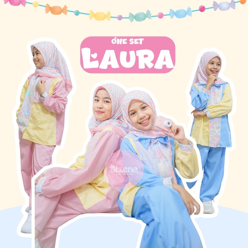 Alzena Kids Moslem Oneset Laura Lucu Menarik