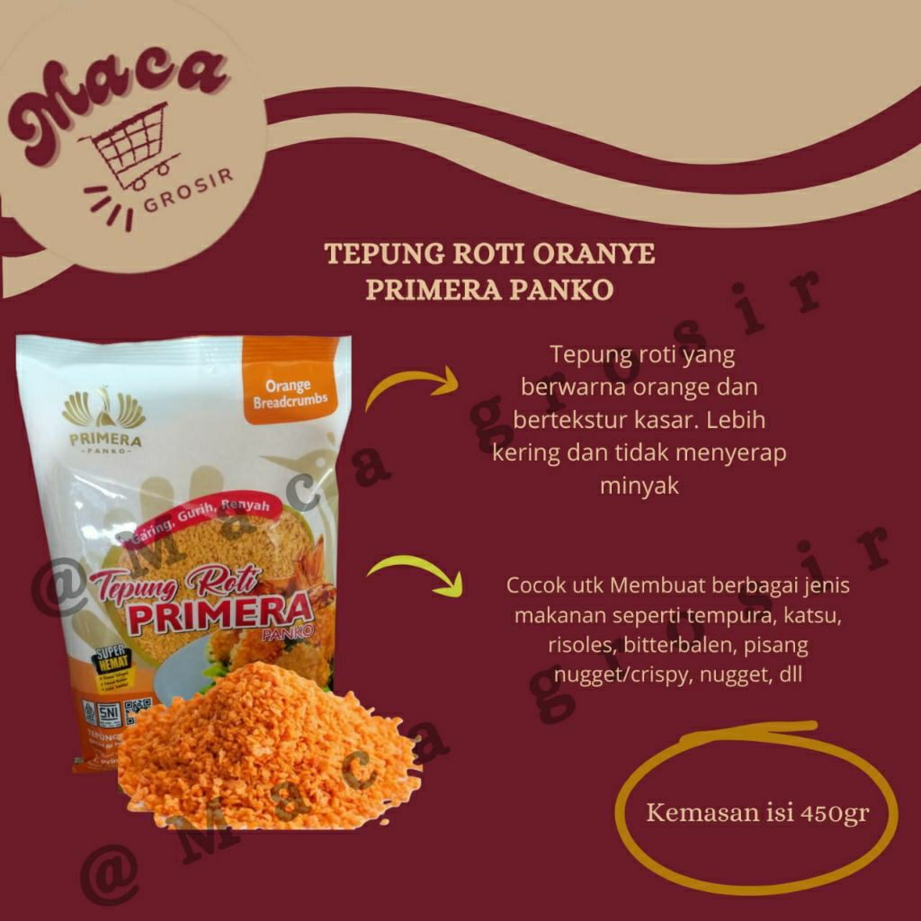 

Tepung roti orange (kemasan primera panko)450gr