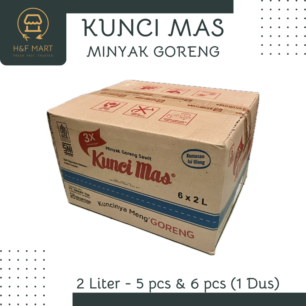 

Kunci Mas Minyak Goreng 2L - 5 x 2 Liter & 6 x 2 Liter (1 Dus)