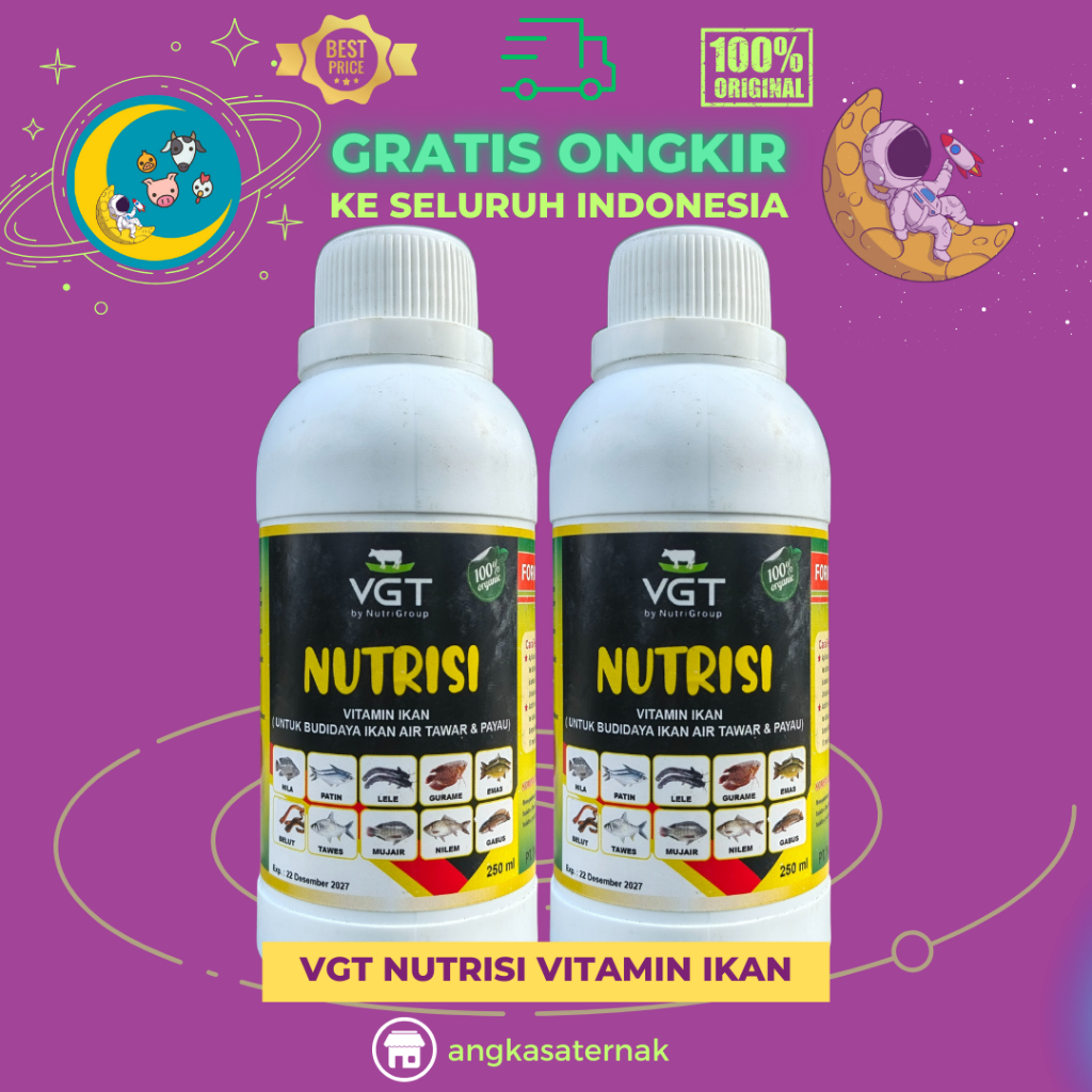 VGT Nutrisi @250ml - Nutrisi Organik Penggemuk, Mempercepat Pertumbuhan Ikan