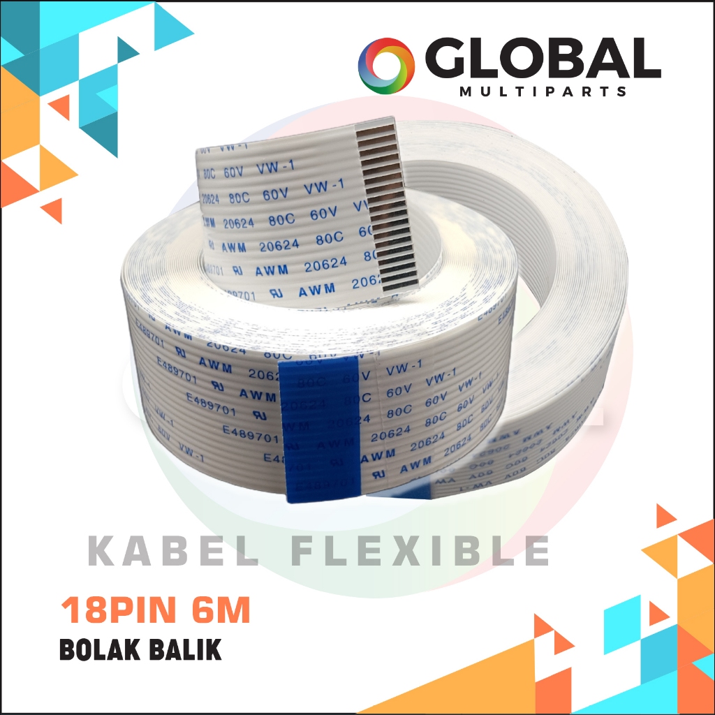 Printer kabel flexi 18 pin 6 meter bolak balik