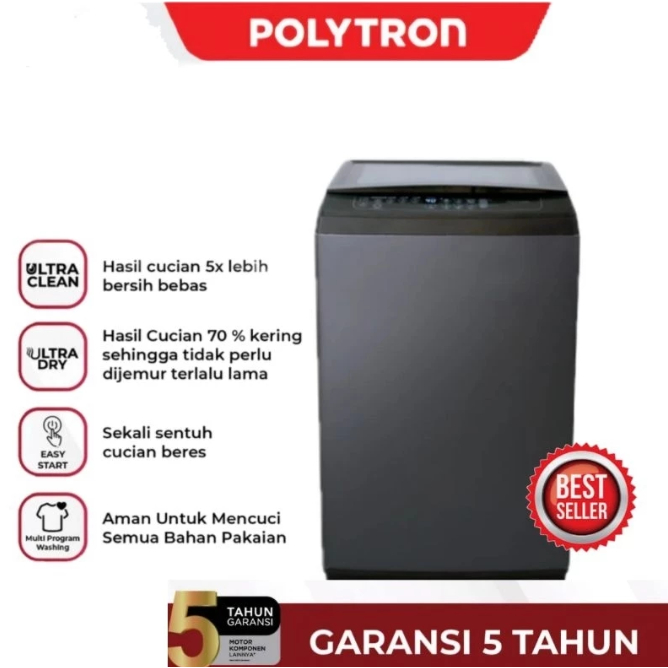 POLYTRON MESIN CUCI 1 TABUNG OTOMATIS KAPASITAS 8KG PAW 8029Y