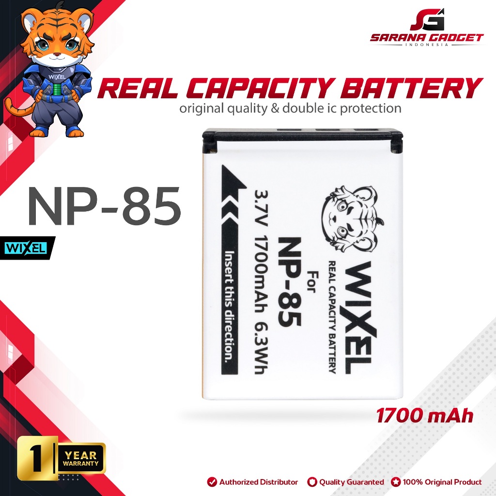 WIXEL Baterai Kamera NP-85 for FujiFilm FinePix S1 SL240 SL260 SL280 SL300 SL305 SL310 SL1000 Camera