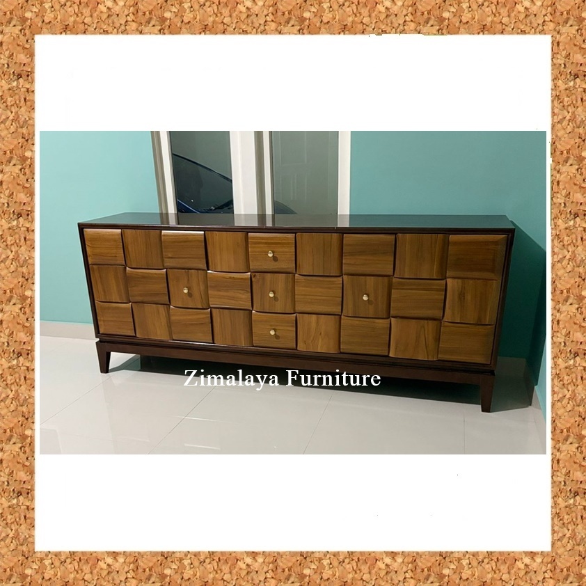 Bufet Jati Minimalis, Bufet Minimalis Motif Lego, Bufet Minimalis Lego, Bufet Minimalis Panjang 200