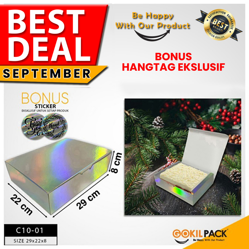 

Kotak Hampers - Gift Box Silver Hologram - Dus Kado - Uk 29x22x8 cm - C10