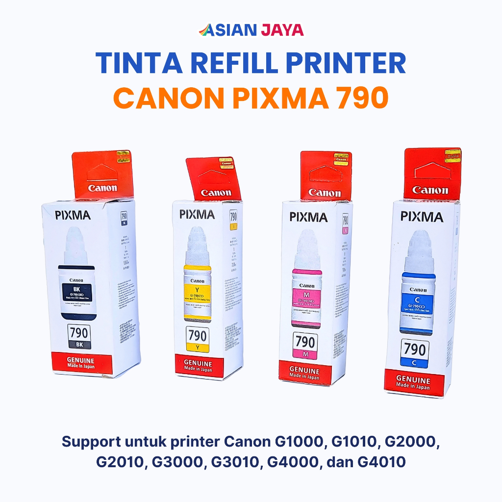 Tinta Canon Gi 790 Refill Printer G1000 G2000 G3000 G1010 G2010 G3010 / Tinta Canon Refill Warna Hit