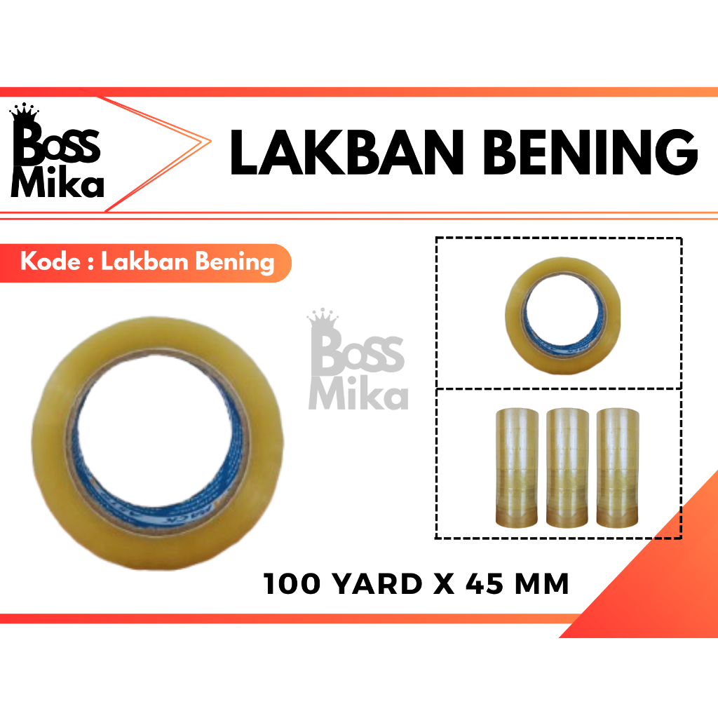

LAKBAN BENING 100 YARD X 45 MM KUALITAS REKAT KUAT COCOK PACKING OL SHOP MURAH MERIAH !!