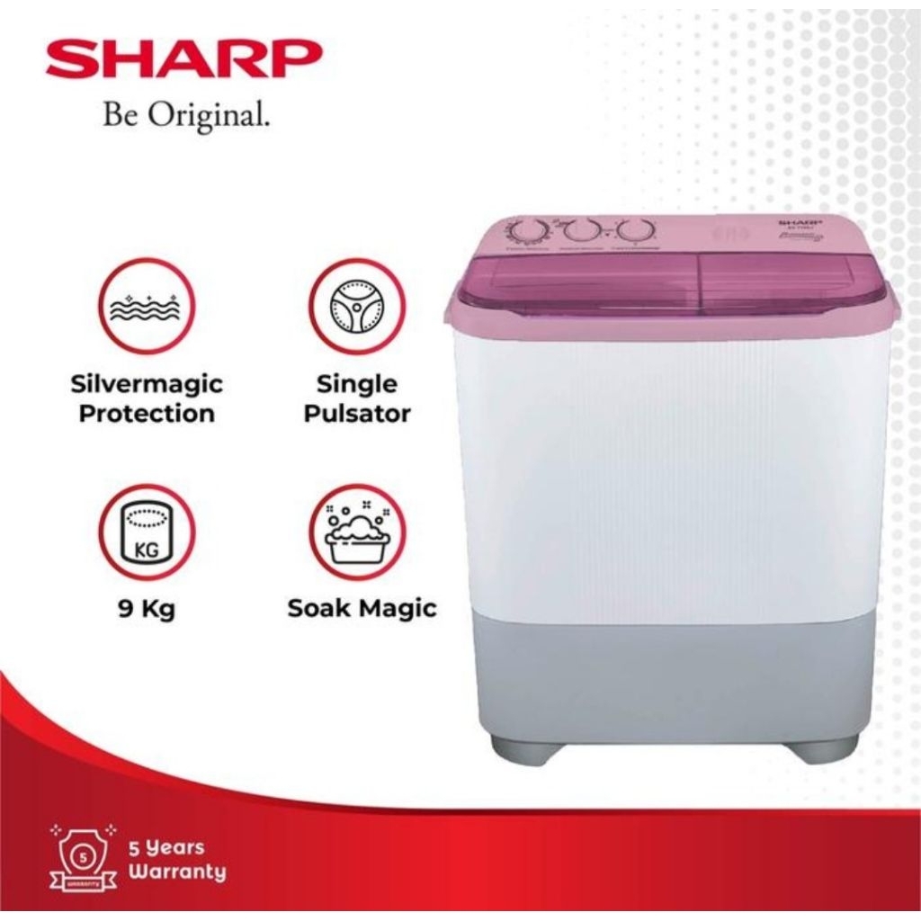 MESIN CUCI SHARP 2TABUNG 9KG ES-T95NT MESIN CUCI SHARP 9KG