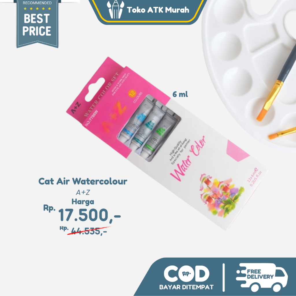 

Cat Air Watercolour A+Z 6ml 12 Warna / Water Colors Paint 7706-W