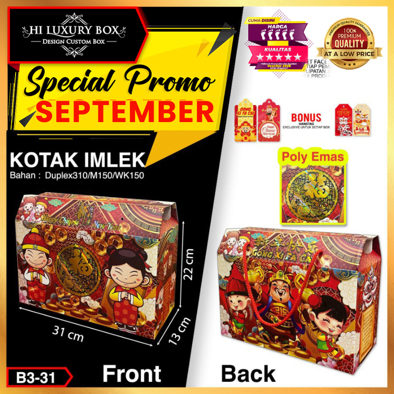 

Kotak Imlek|Box Hampers|Box Imlek|31x13x22|Packaging Imlek|B3-31