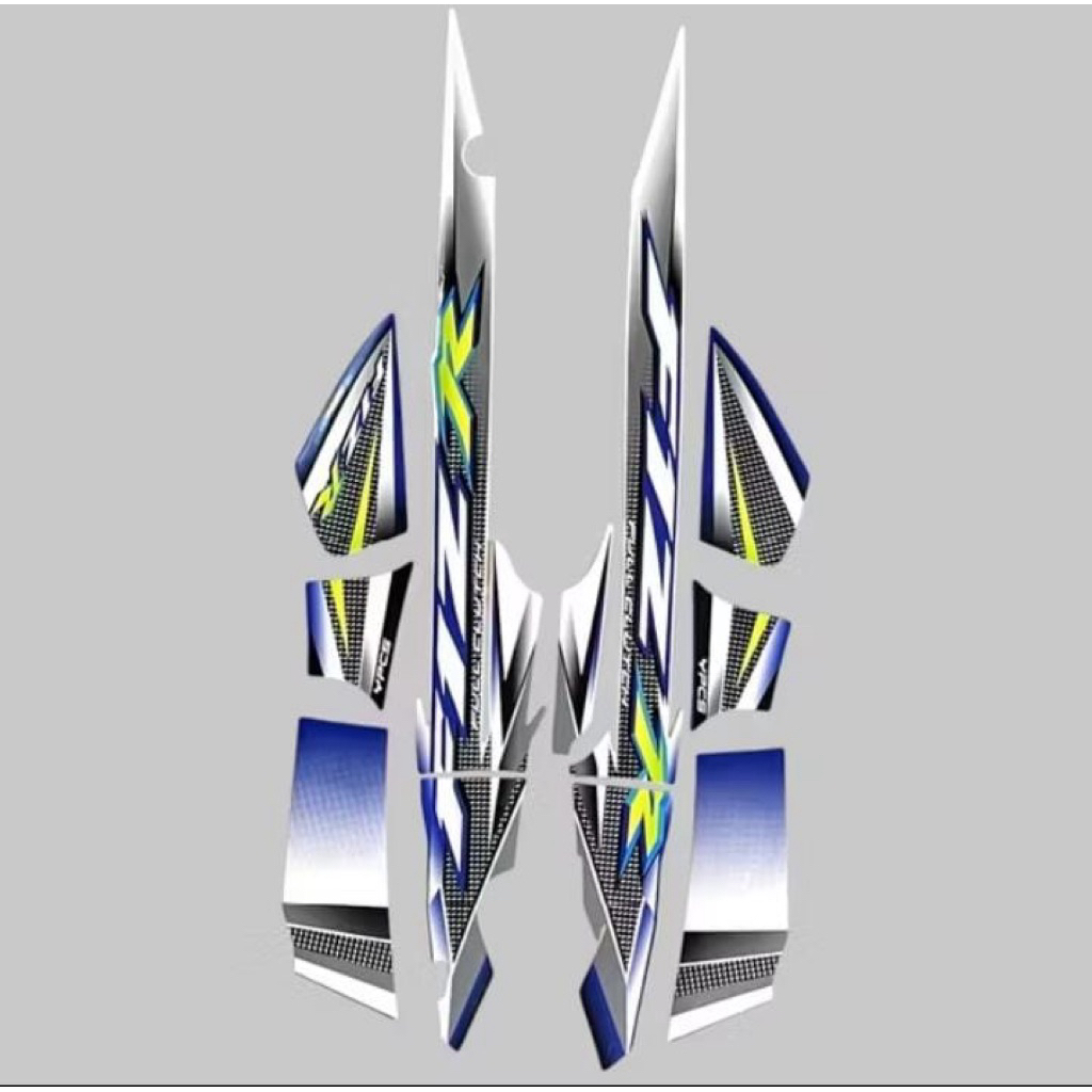 Striping stiker motor yamaha fiz r fizr 2004 biru putih variasi stiker fullsett berkualitas terbaik