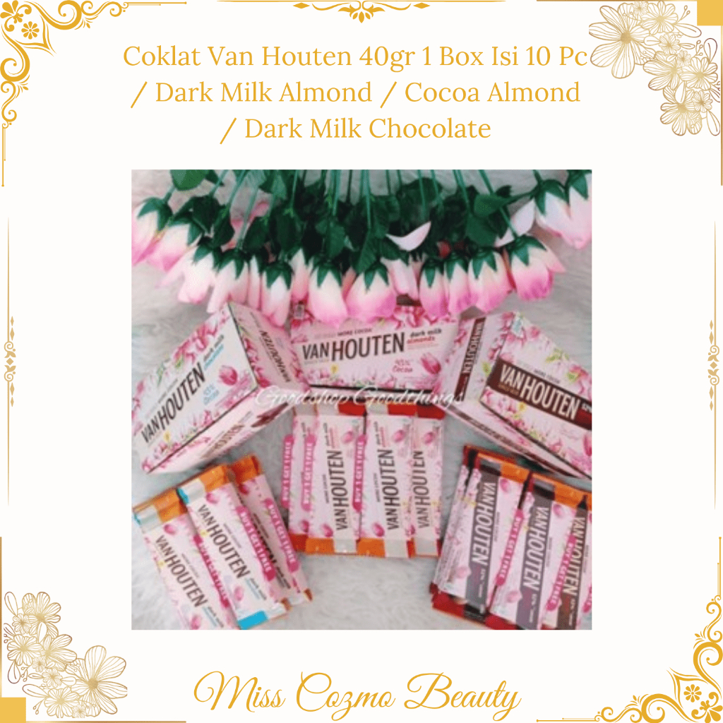 

Coklat Van Houten 40gr 1 Box Isi 10 Pc / Dark Milk Almond / Cocoa Almond / Dark Milk Chocolate