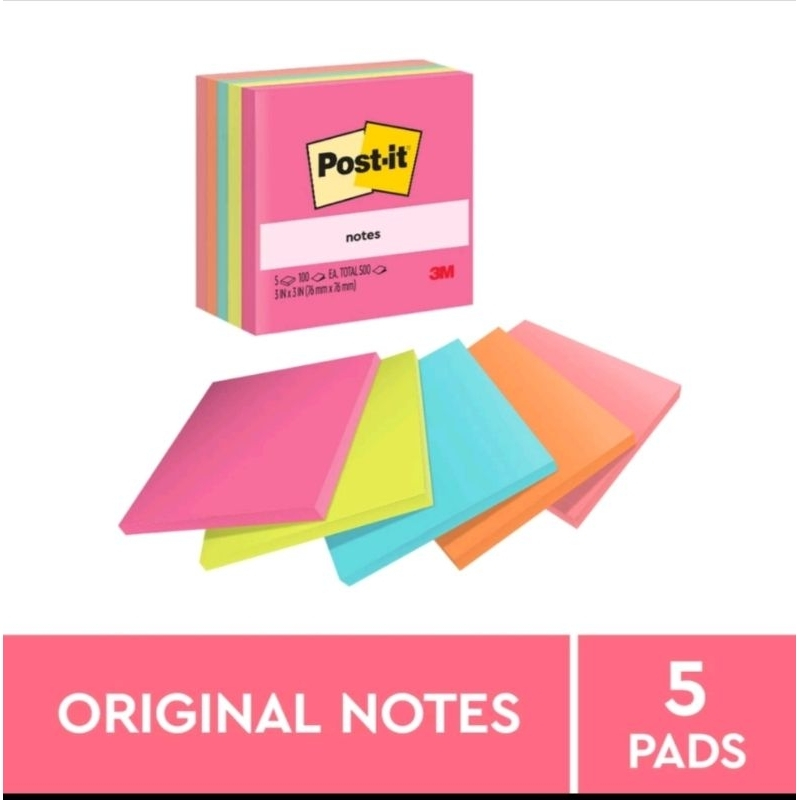 

STICK NOTE POSTIT 654 warna warni 76x76mm isi 90lembar
