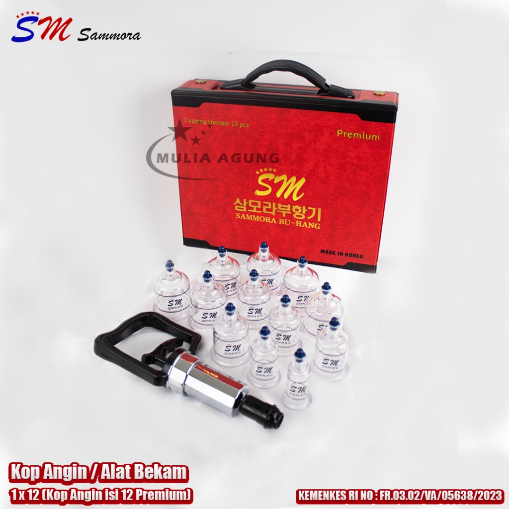 Alat Bekam PREMIUM Sammora Korea isi 12 pcs / Kop Angin Sammora Premium Cupping Therapy 12 Kop Merah