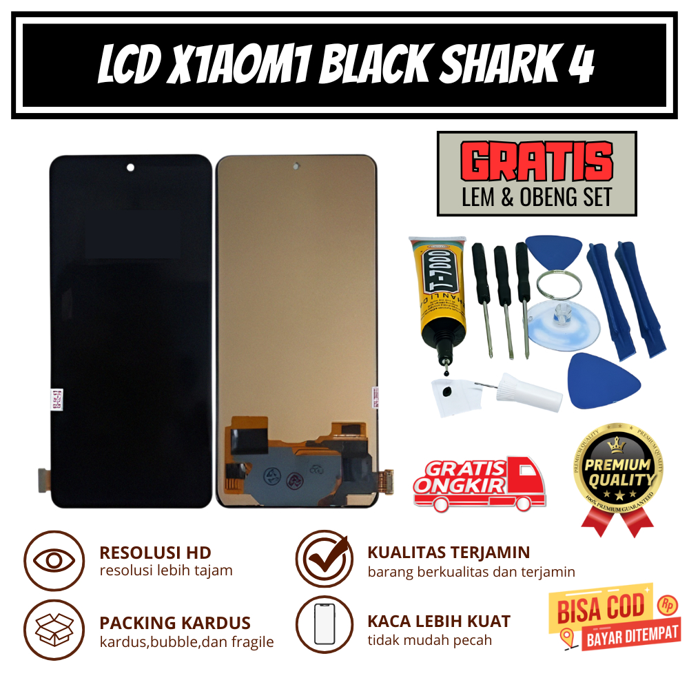 LCD XIAOMI BLACK SHARK 4 ORIGINAL + TOUCHSCREEN || GRATIS 1 SET OBENG & LEM || OG SUPER ORIGINAL