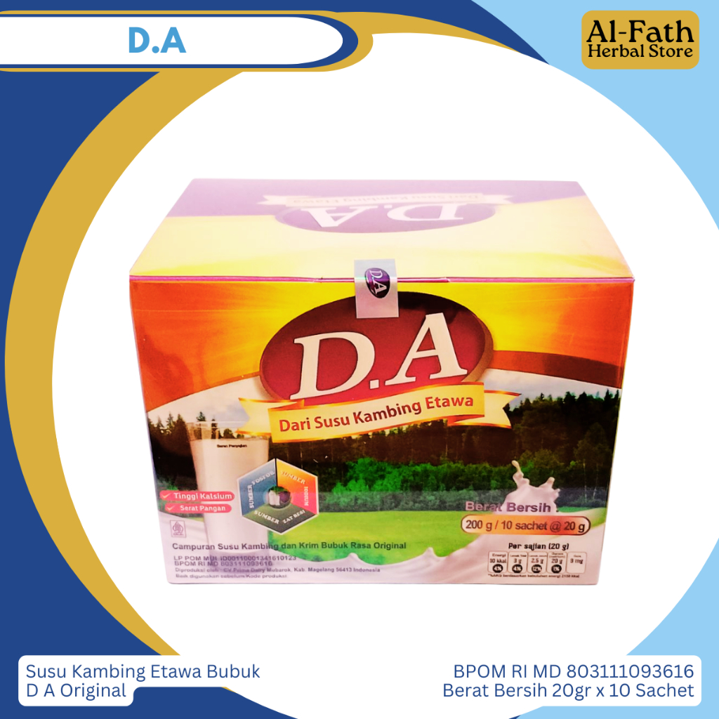 

D.A Susu Kambing Etawa Bubuk Kolostrum Isi 10 Sachet Perbox Rasa Original Halal BPOM