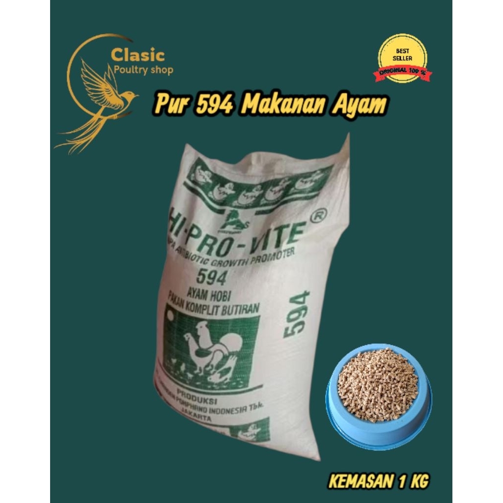 PUR AYAM 594 REPACK 1KG PAKAN AYAM BANGKOK/ADUAN