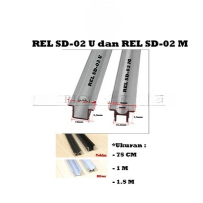 Besi Rel Aluminium Pintu Lemari Dorong Besi Stainles Anti Karat Premium Quality