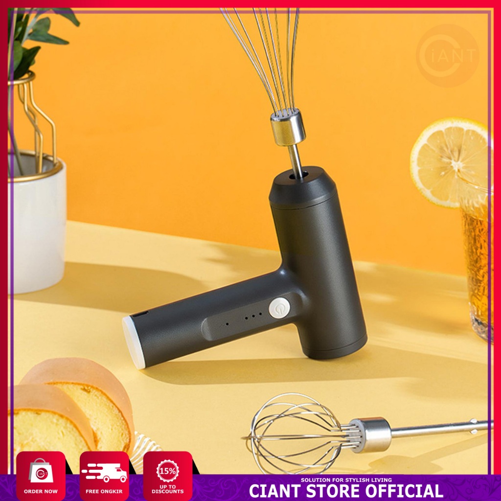 HAND MIXER MINI KOCOKAN TELUR MULTIFUNGSI WIRELESS CHARGER ADJUSTABLE