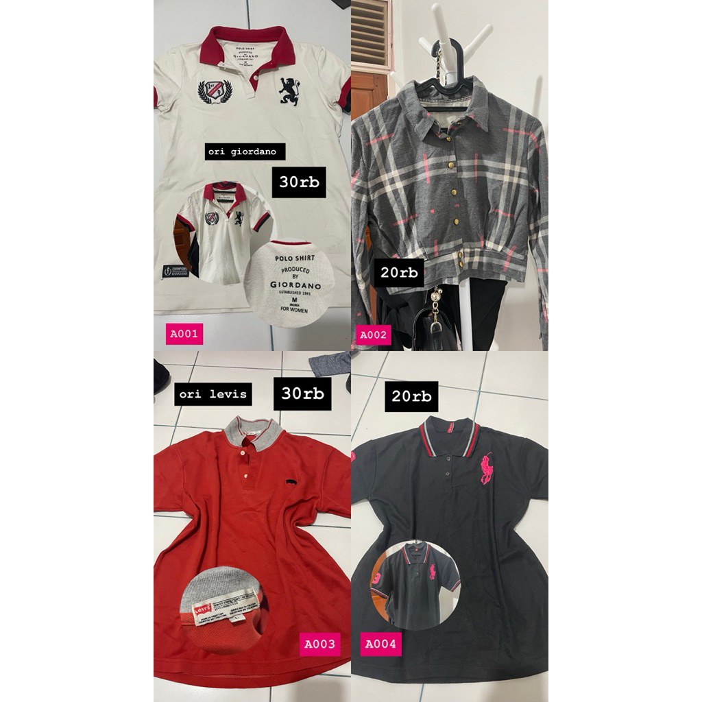 Preloved Kemeja, Kaos, Hoodie, Sweater, Overall, Jumpsuit, Dress, One set, Celpen, Rok (ori giordano