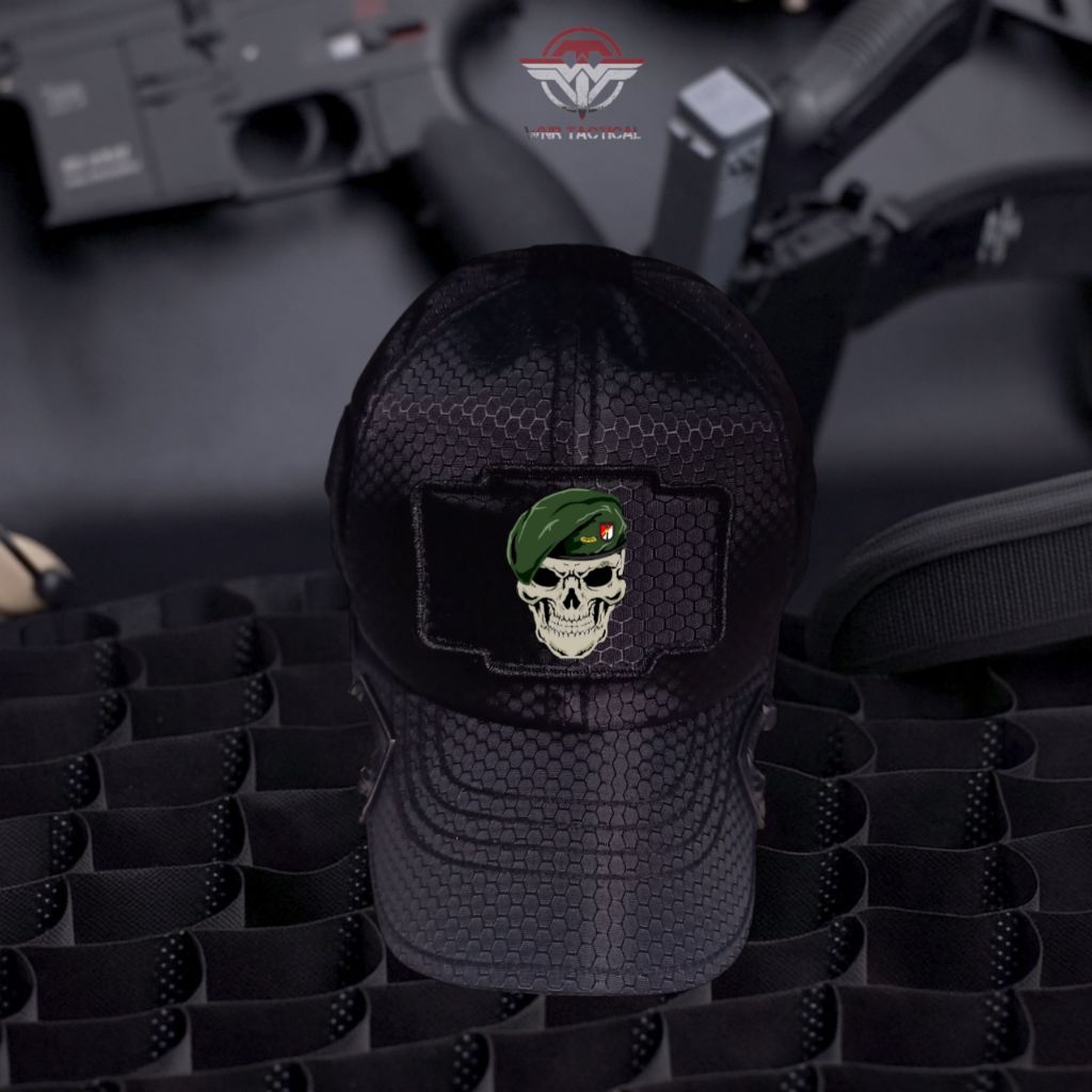 Topi coak tactical logo tengkorak raider